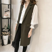 4XL Long Sleeveless Blazer Vest Women Elegant Office Ladies Tops Casual Long Vest Female Plus Size Waistcoat Women Clothes Q2258