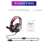 【New-store】 SimplyTek EKSA E1000 Headphone Gaming สายพีซี PS4หูฟังเกมหูฟังเบสเสมือนจริง7.1พร้อมไมโครโฟนแฟลชไฟ LED สำหรับนักเล่นเกม