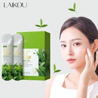 LAIKOU 20Pcs Green Tea Sleeping Mask Moisturizing Anti Wrinkle Hydrating Whitening Oil Control Skincare Disposable Facial Mask