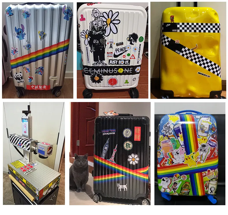 Two oversized off white fashion cards suitcase stickers and suitcase walls  are waterproof