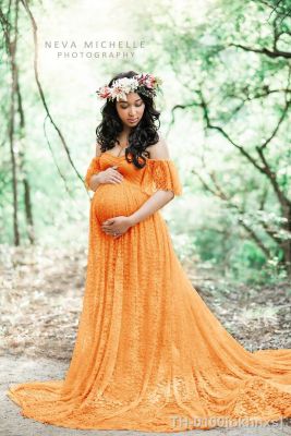 ❃◑☽ Vestidos de renda maternidade para Photo Shoot vestido grávida gravidez Fotografia Adereços Novo