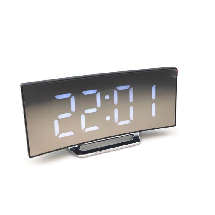 Luminous Digital Alarm Clock Curved Dimmable Led Electronic Wake Up