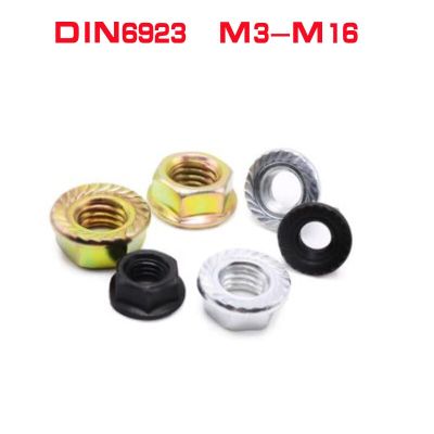 M2 M2.5 M3 M4 M5 M6 M8 M10 M12 M14 M16  DIN6923 steel with Black or colour zinc  Hex Head Serrated Spinlock Flange Nut lock nut Nails Screws Fasteners