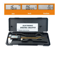 【On Sale】 Gorayas ดิจิตอลอิเล็กทรอนิกส์จอแสดงผลสแตนเลส LCD Vernier Caliper 6นิ้ว0-150มม. เศษส่วน/มม./นิ้วพร้อม Case