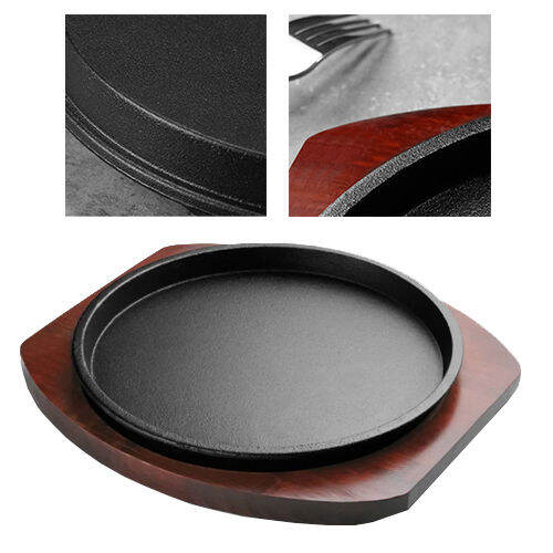 ROUND SIZZLING PLATE- Round Sizzling Grilling Pan 20cm Cast Iron Plate ...