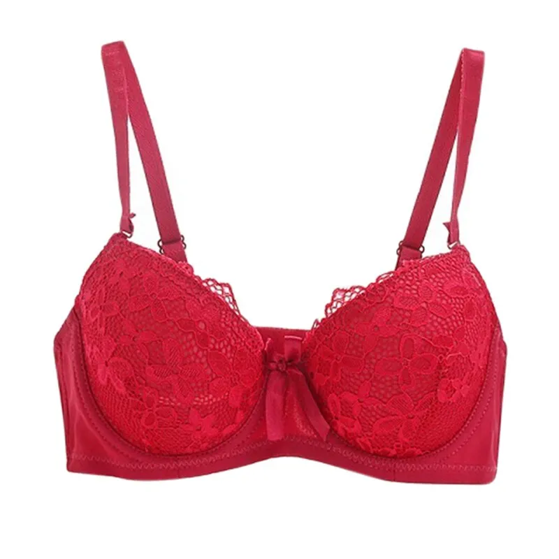 Plus Size Women Push Up Bra Lace Bra Cotton Intimate Brassiere Thin Cup Bra  Full Cup Red Bras 6 Color