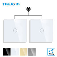 TAWOIA Glass Touch Switch 800W 1 Gang 2 Way Light Touch Switch EU Standard Wall Power Socket 16A 250V พร้อมประตูนิรภัย