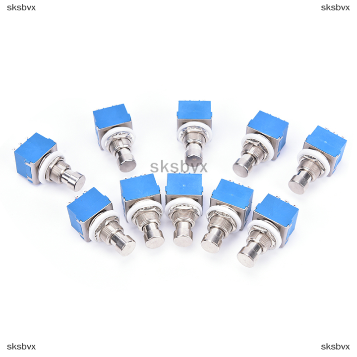 sksbvx-10-pcs-9-pin-3pdt-กีต้าร์เอฟเฟค-pedal-box-stomp-foot-metal-switch-true-bypass