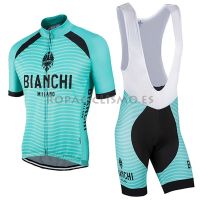 ชุดสั้นปั่นจักรยานลายทีม ยี่ห้อ:BIANCHI 9Dกางเกงเป้าเจล สำหรับนักปั่นทั้งชายและหญิง