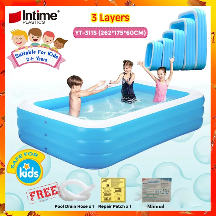 HouseTag Kids Swimming Pool 3 Layer Extra Large Rectangular Inflatable ...