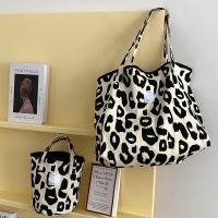 Pink Leopard Shoulder Bag Womens Large Capacity Casual Totes Ladies Cute Canvas Bags Bucket Handbag 2021 NEW