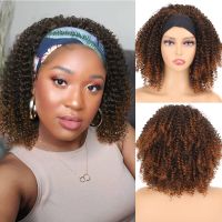 Short Curly Wigs for Women 12inch Synthetic Hair Glueless Black Woman Wig Machine Made Bob Afro Kinky Curly Headband Wig Hand Tool Parts Accessories