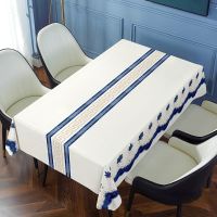 Corinada Strip Simplicity Style Linen Tablecloth Household Simple Pattern Rectangular Kitchen