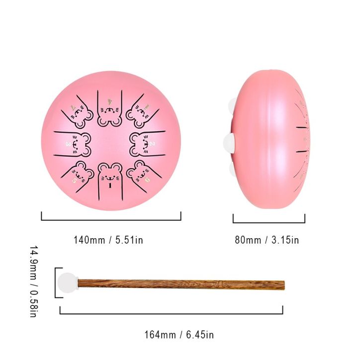 ลิ้นกลองเหล็ก8โทน5-5นิ้วชุุดกลองลิ้นกลองสัญญาณราศีการทำสมาธิโยคะพร้อมไม้กลองเครื่องกระทบแผ่นเพลง