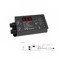 1CH * ตัวควบคุม12V-24VDC 20A ลูกบิดหมุน2.4G RF ลดแสงจอแสดงผลดิจิตอล PWM ความถี่หรี่สำหรับ SMD5050 2835เทปสีเดียว