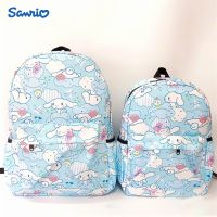 Sanrio อะนิเมะ Melody ของฉัน Kuromi Cinnamoroll กระเป๋านักเรียนกระเป๋าเป้สะพายหลังพ่อแม่และลูกที่มีน้ำหนักเบาผ้าใบกันน้ำเป้สะพายหลังสำหรับเด็ก Kawaii ของเล่น