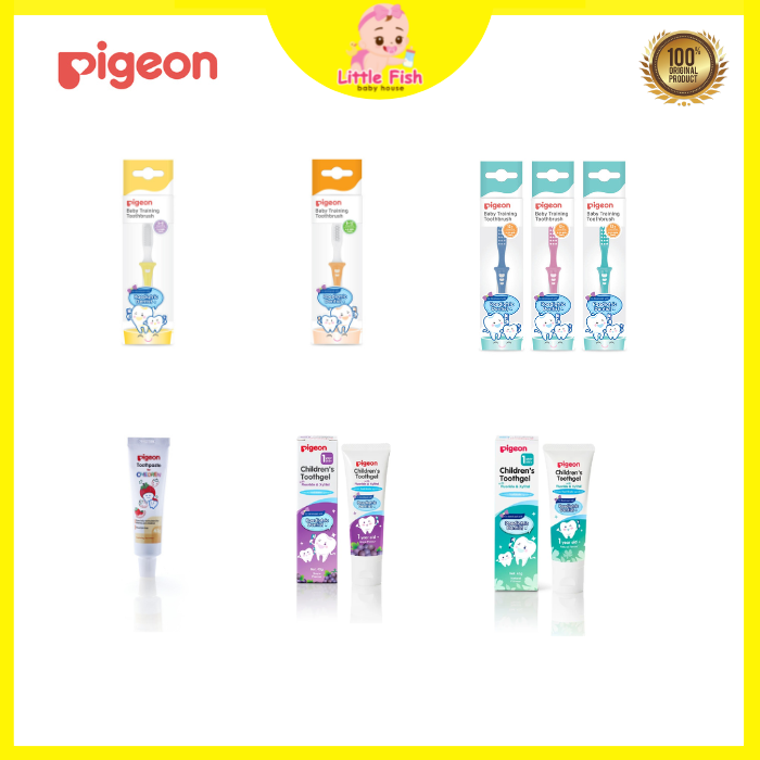 PIGEON Baby Training Toothbrush Lesson 1/2/3 Children Toothgel 1yr