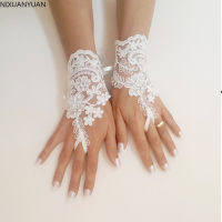 G Uantes Fingerless ถุงมือ Novias สตรีลูกไม้ถุงมืออุปกรณ์จัดงานแต่งงานใสวินเทจเจ้าสาวสีขาวอุปกรณ์เสริมถุงมือ