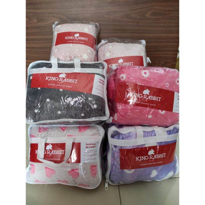King Rabbit Thermal Blanket Selimut Fleece 150x200cm Dot/Line/Square |  Lazada Indonesia