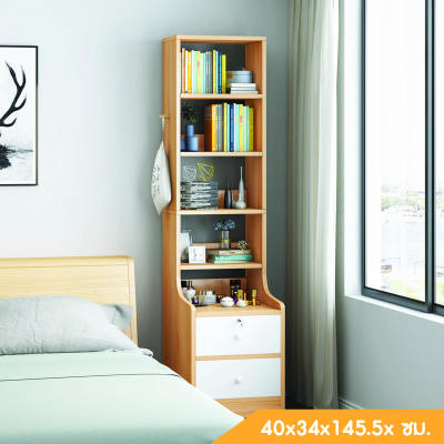 ตู้เก็บของ ชั้นวางของ ตู้เก็บของข้างเตียง ตู้ข้างเตียงไม้แบบสูง แบบสูง โต๊ะข้างเตียงไม้ พร้อมช่องเก็บของและลิ้นชักผ้า
