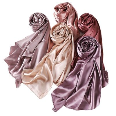【CW】 Woman Hijabs Muslim Leisure Scarf Color Turban Imitation Silk Women  39;s Shawl Hood Cover Fashion Cash Commodit