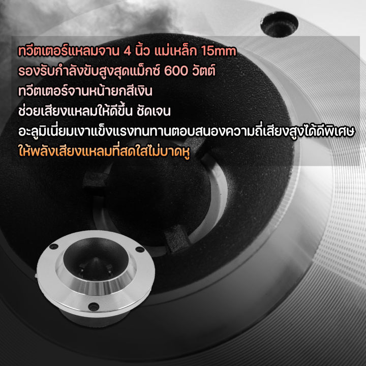 ทวิตเตอร์-แหลมจาน-4-นิ้ว-แม่เหล็ก15มิล-รองรับกำลังขับสูงสุดแม็กซ์600วัตต์-เสียงใส-ให้เสียงแหลมที่ดังฟังชัด-ลำโพงรถยนต์-เครื่องเสียงรถ