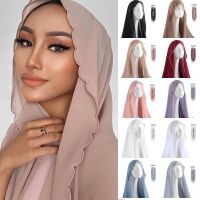 【YF】 Muslim Women Chiffon Hijab with Embrodiery Shawl HIjabs Embrodiered Edge Malaysia Sulam Shawls Head Scarf Viral