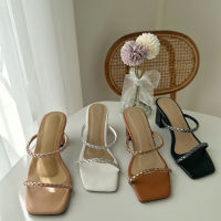 heel ❂โค้ด 33SBF15 ลดเพิ่ม 15 รองเท้าส้นสูงดับเบิ้ลคริสตัล  ส้นสูง 2.5  นิ้ว size ปกติ 36-42 เท้าอวบแนะนำ+1ไซส์☛