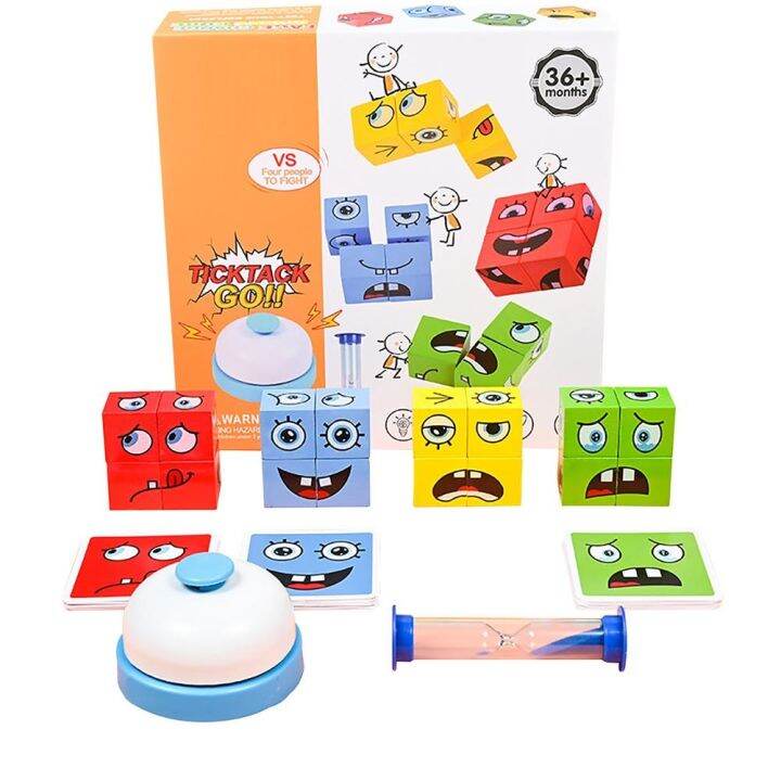 {Qiqi treasure chest} Wooden Expressions Toy Expressions Matching ...