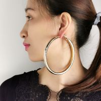 【YP】 95mm Round Chunky Metal Hoop Earrings 2022 New Statement  Alloy Big Earring Fashion Trend Jewelry Brincos MANILAI