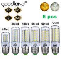 [Super bright bulb] Goodland 6ชิ้น E27หลอดไฟ LED 220โวลต์ E14ไฟ Led 24 36 48 56 69 72 LEDs SMD 5730พลังงานสูงย้อนยุคข้าวโพดโคมไฟสำหรับบ้าน