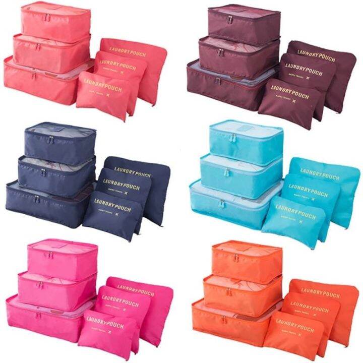 travel-bag-organizer-กระเป๋าจัดระบบ-กระเป๋าจัดระเบียบ-กระเป๋าจัดเซ็ต-กระเป๋าจัดของ-เซทกระเป๋าจัดระเบียบเดินทาง-1-เซทมีกระเป๋าขนาด-6-ไซส์คละสี
