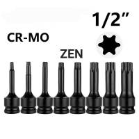 ZEN ลูกบล็อกเดือยโผล่ สีดำ ยาว หัวท๊อกซ์ SD.1/2" (มีขนาดให้เลือก T20-T70) ของแท้ พร้อมส่งจาก BKK