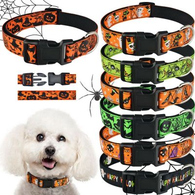 [HOT!] AiruiDog Small Medium Large Dog Collar Halloween Adjustable Male Female Puppy Collar S XL