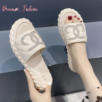 Dreamer_Fashion ้องเท้าผูหญิง รองเท้าแตะลิ่ม รองเท้าแตะเสริมส้นผู้หญิง การผสมสีที่สวยงาม สไตล์ที่เป็นเอกลักษณ์ ยืดหยุ่น สง่า FDL2392R1Q 38Z230921