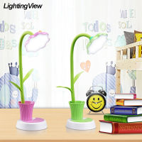 Kids Lamp LED Desk Lamp Touch Control Dimming Light Flexible USB Rechargeable Studying lamps with Pencil Holder Sun Flower