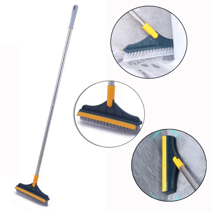 2 in 1 Floor Cleaning Brush with Wiper with Long Handle 120 digree Handle