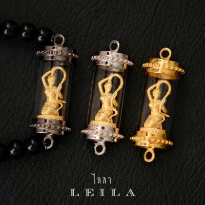 Leila Amulets พระแม่ธรณี บีบมวยผม รุ่นรับทรัพย์ สีทอง (พร้อมกำไลหินฟรีตามรูป)