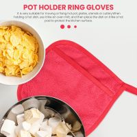 4Pcs Pot Mat Cotton Cloth Pot Holders Looped Gloves Terry Pot Kitchen Holders Cushion Pocket Tool Potholder Gloves