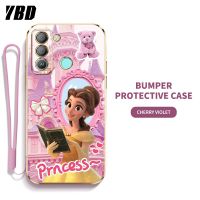 YBD LV ซิลิกาเคสโทรศัพท์เจลพร้อมสายคล้องสำหรับ Infinix Tecno Pop 5 LTE Tecno BD4 BD4i BD4a Tecno Spark Go 2022 Spark 8C KG5 KG5j KG5k เคสบางพิเศษพร้อมป้องกันเลนส์