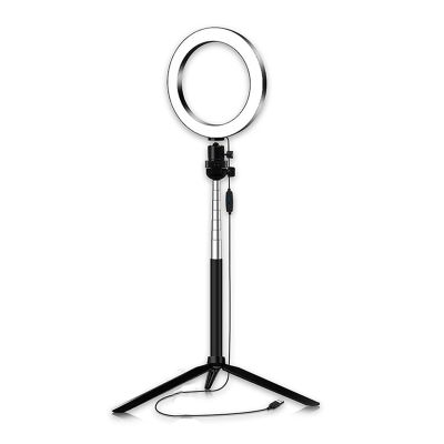 6 Inch LED Ring Light with Selfie Stick and Tripod Remote Control Dimming for Live Streaming, Makeup, Selfies, Video