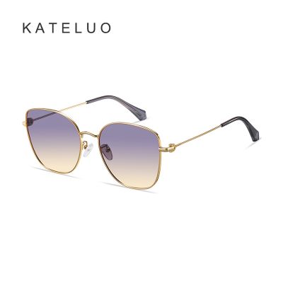 ~ [พร้อมกล่อง] Kateluo A0742 แว่นตากันแดด เลนส์โพลาไรซ์ TR90 กรอบสี่เหลี่ยม เบาพิเศษ ไล่โทนสี สําหรับผู้หญิง