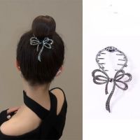 New Luxury Braided Glaring Bow Hair Clips Pearl Butterfly Hairpin Ponytail Buckle Hair Pin Claw Korean Clipper Accessories