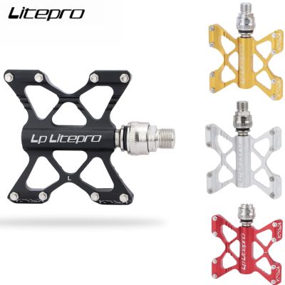 LP Litepro แป้นเหยียบปล่อยอย่างรวดเร็ว,ขยายอลูมิเนียมน้ำหนักเบากันลื่นแบริ่งพับแป้นถีบจักรยาน MTB จักรยาน LP L