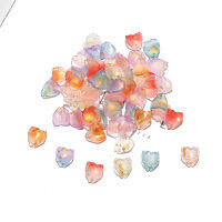 10Pcs 13X11มม.สีชมพูGradientสีภาษาเช็คคำดอกไม้ชบากลีบLampworkจี้ลูกปัดแก้วสำหรับDIYอัญมณีทำจากงานฝีมือDIY Accessor