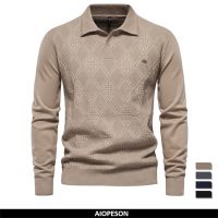 2023 New Autumn Cotton Polo Neck Sweaters for Men High Quality Pullover Knitted Sweater Men England Style Casual Social Pull Men