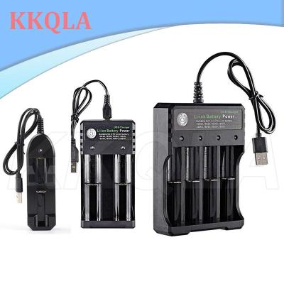 QKKQLA 1 2 4 Slots 3.7V 18650 14500 USB Lithium-ion Battery Power Charger Independent Charging AA 1.5v 18350 16340 Adapter