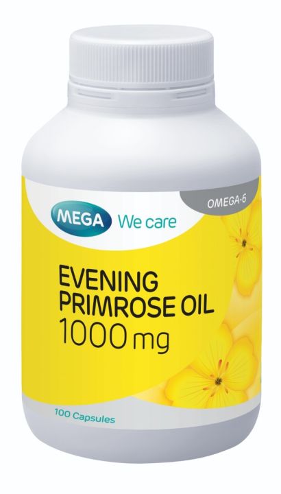 mega-evening-primrose-100-แคปซูล-บรรเทาอาการวัยทอง-บำรุงผิวพรรณ-บรรเทาอาการโรคผิวหนัง-บรรเทาอาการปวดประจำเดือน