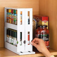 【cw】PEISI Swivel Store Kitchen Organizer Storage Expandable Spice Rack and Stackable Cabinet Pantry Organizer Household Accessories ！