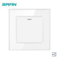 hot！【DT】 SRAN uk wall switch16A 250V crystal tempered glass 86x86mm 1gang 2way button light switch for home improveme